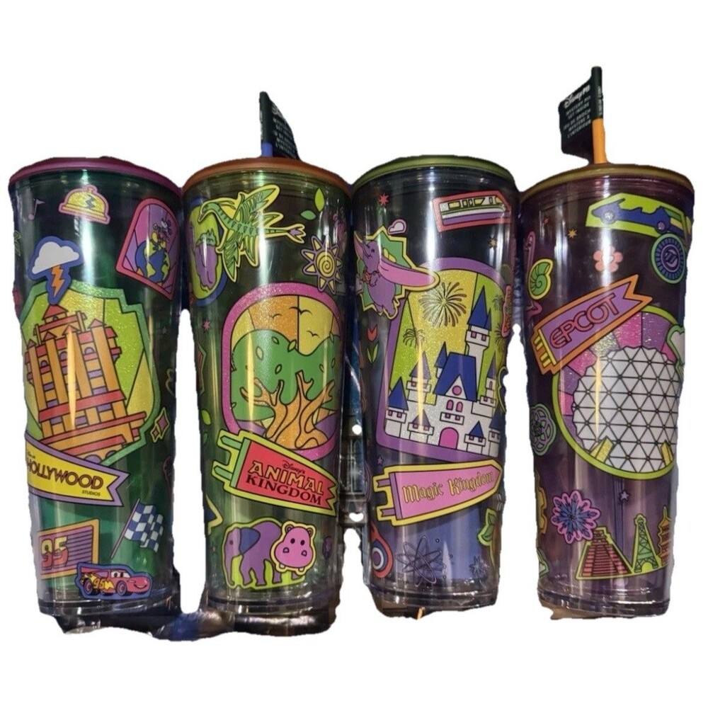 4 Disney Parks Starbuck Magic Kingdom Epcot Animal Hollywood Icon Tumbler No Pin
